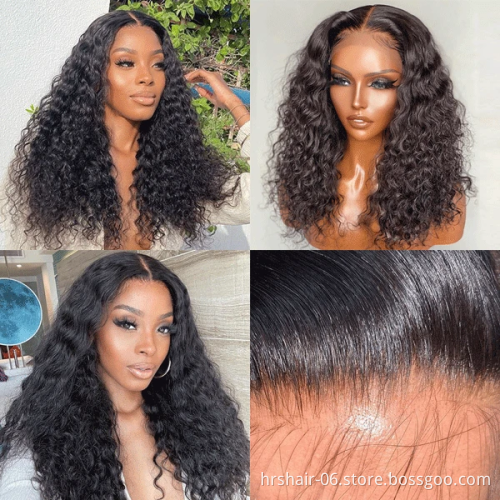 Whosale 150% 180% Density Wavy Curly Lace Frontal Wig HD Transparent swiss Wigs Virgin Human Hair Full Lace Wigs For Black Women